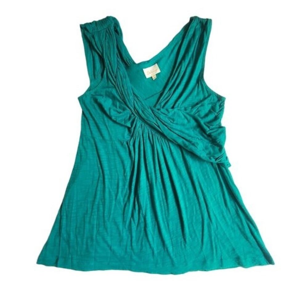 Deletta Anthropologie Womens Empire Ruched Knot Front Sleeveless Top sz S